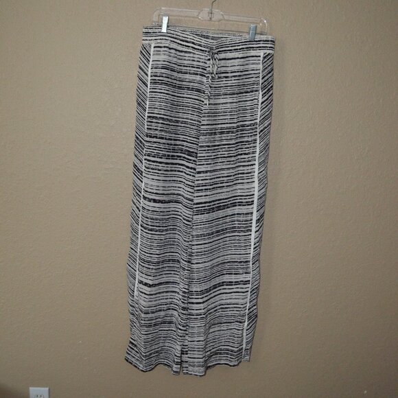 NWT Sz L Townsen Black White Silk Palazzo Pants - Picture 1 of 7